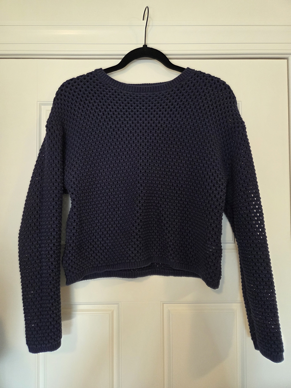 Mustard Seed Navy Open-Weave Crewneck Sweater